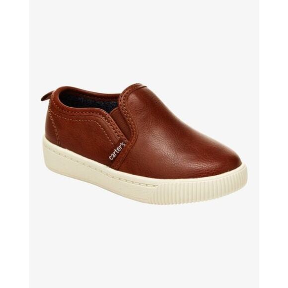 Carter's Boys Brown Faux Leather Slip On Loafers Kid's Youth Size 12 - Picture 1 of 9